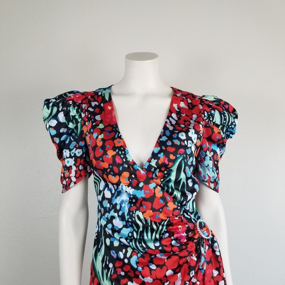 Elliatt Donna Party Faux Wrap Mini Dress in Multi-Color Floral Print Size XS - Picture 4 of 12